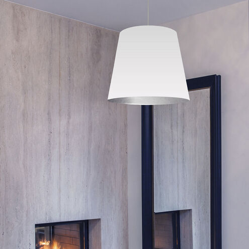 Oversized Drum LED 20 inch White and Silver Pendant Ceiling Light in White/Silver Jewel Tone
