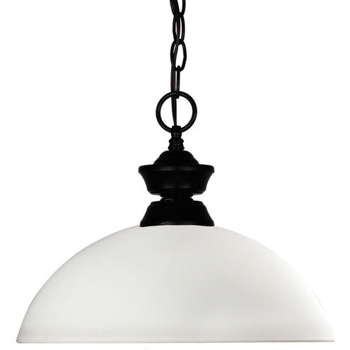 Shark 1 Light 14 inch Matte Black Pendant Ceiling Light in 5, Matte Opal Glass