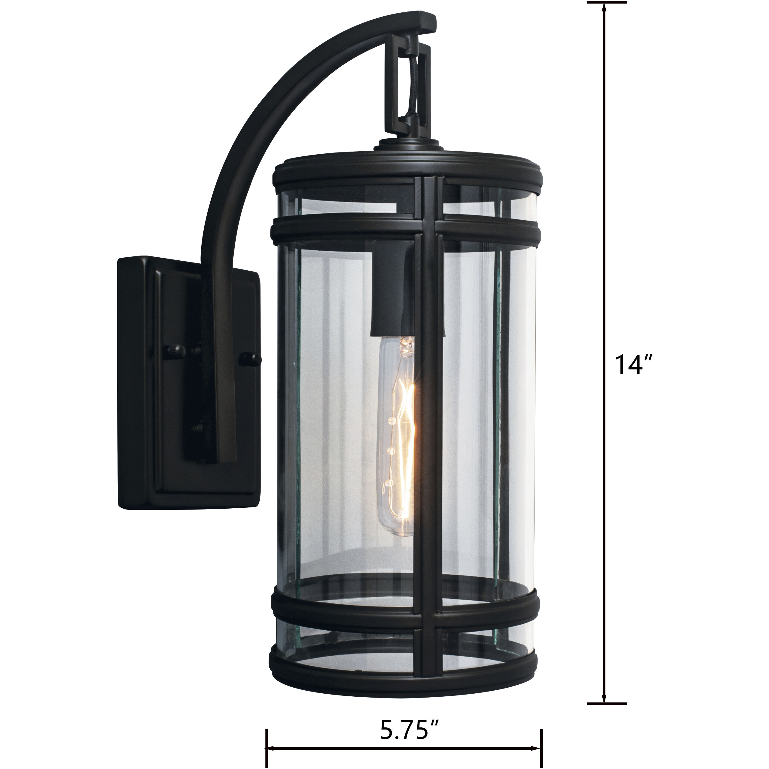 New Yorker 1 Light 14 inch Acid Dipped Black with Clear Outdoor Wall Sconce