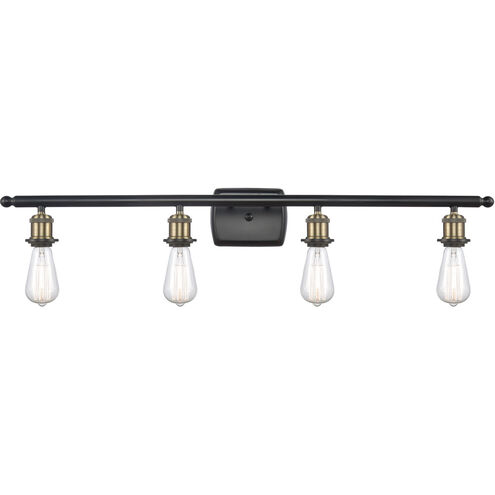 Ballston Bare Bulb 4 Light 36 inch Black Antique Brass Bath Vanity Light Wall Light, Ballston