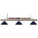 Shark 3 Light 58 inch Brushed Nickel Billiard Ceiling Light in Navy Blue Steel
