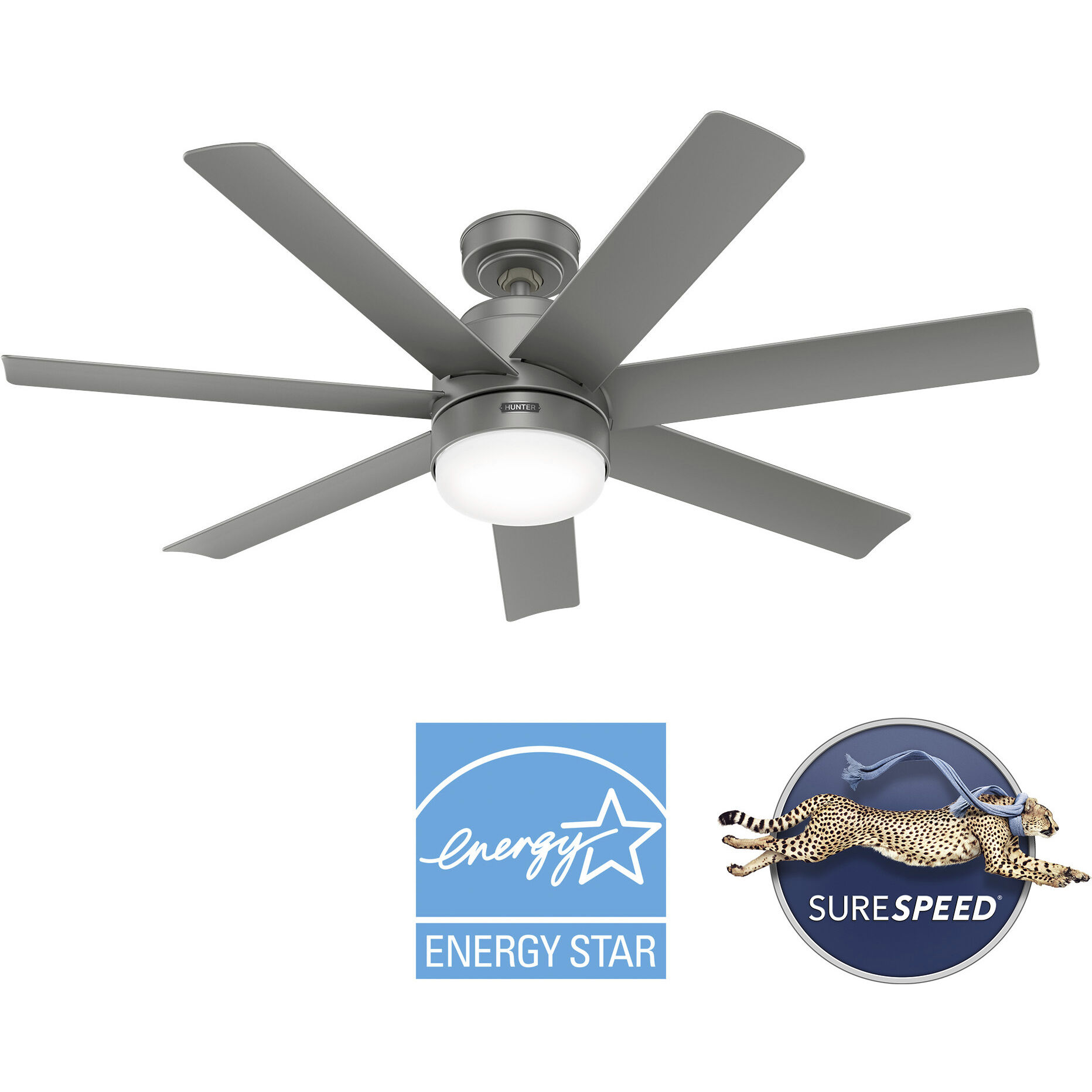 Brazos 52 inch Matte Silver Outdoor Ceiling Fan