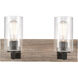 Diego LED 17 inch Matte Black Bath Vanity Light Wall Light in Seedy Glass