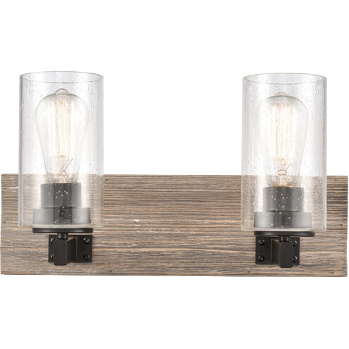 Diego LED 17 inch Matte Black Bath Vanity Light Wall Light in Seedy Glass