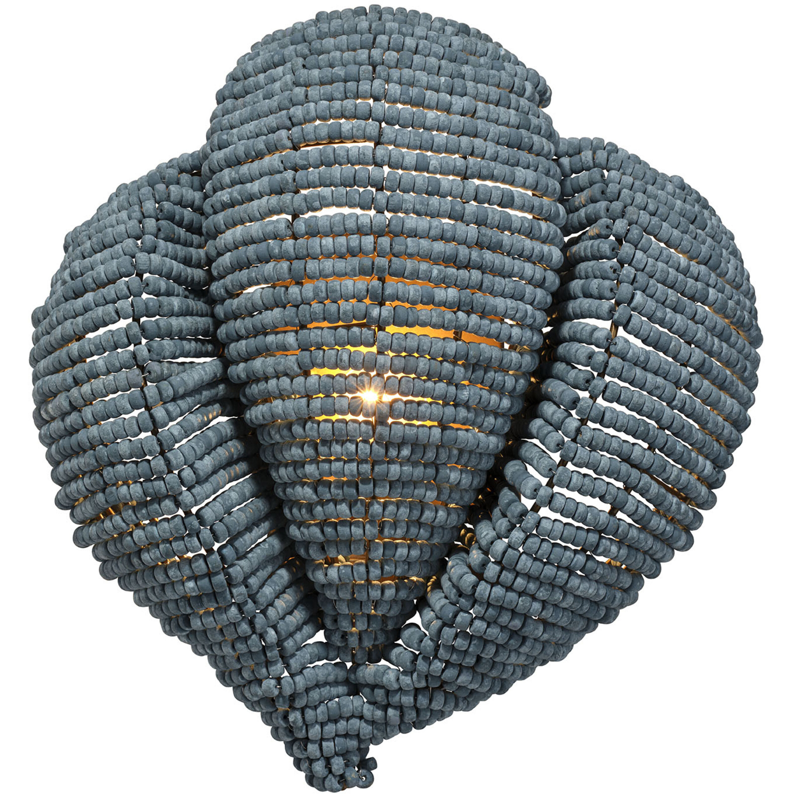 Anguilla LED 14.5 inch Blue Wood Beads Wall Sconce Wall Light, Inline