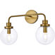 Hanson 2 Light 19 inch Brass Bath Sconce Wall Light
