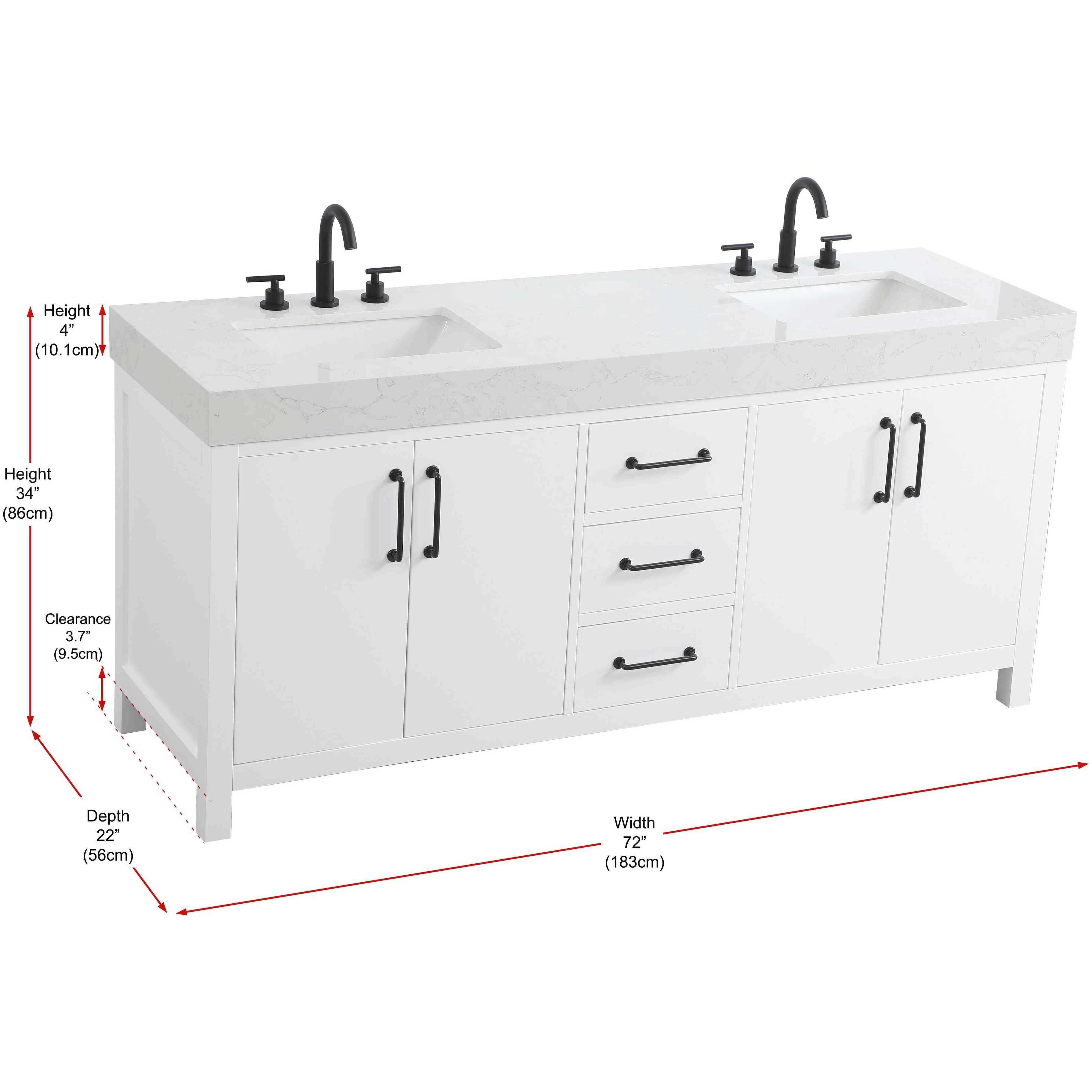 Nathan 72 X 34 inch White Bathroom Vanity Cabinet