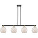 Arcadia Farmhouse Rope Island Light Ceiling Light in Black Antique Brass, White Glass with White Rope