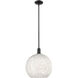 Arcadia White Mouchette 1 Light 13.75 inch Matte Black Mini Pendant Ceiling Light
