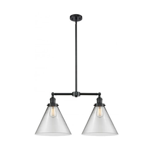 Franklin Restoration X-Large Cone 2 Light 21 inch Oil Rubbed Bronze Chandelier Ceiling Light in Clear Glass, Franklin Restoration