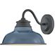 Wallace Outdoor Barn Light in Museum Black with Denim Blue, Gooseneck