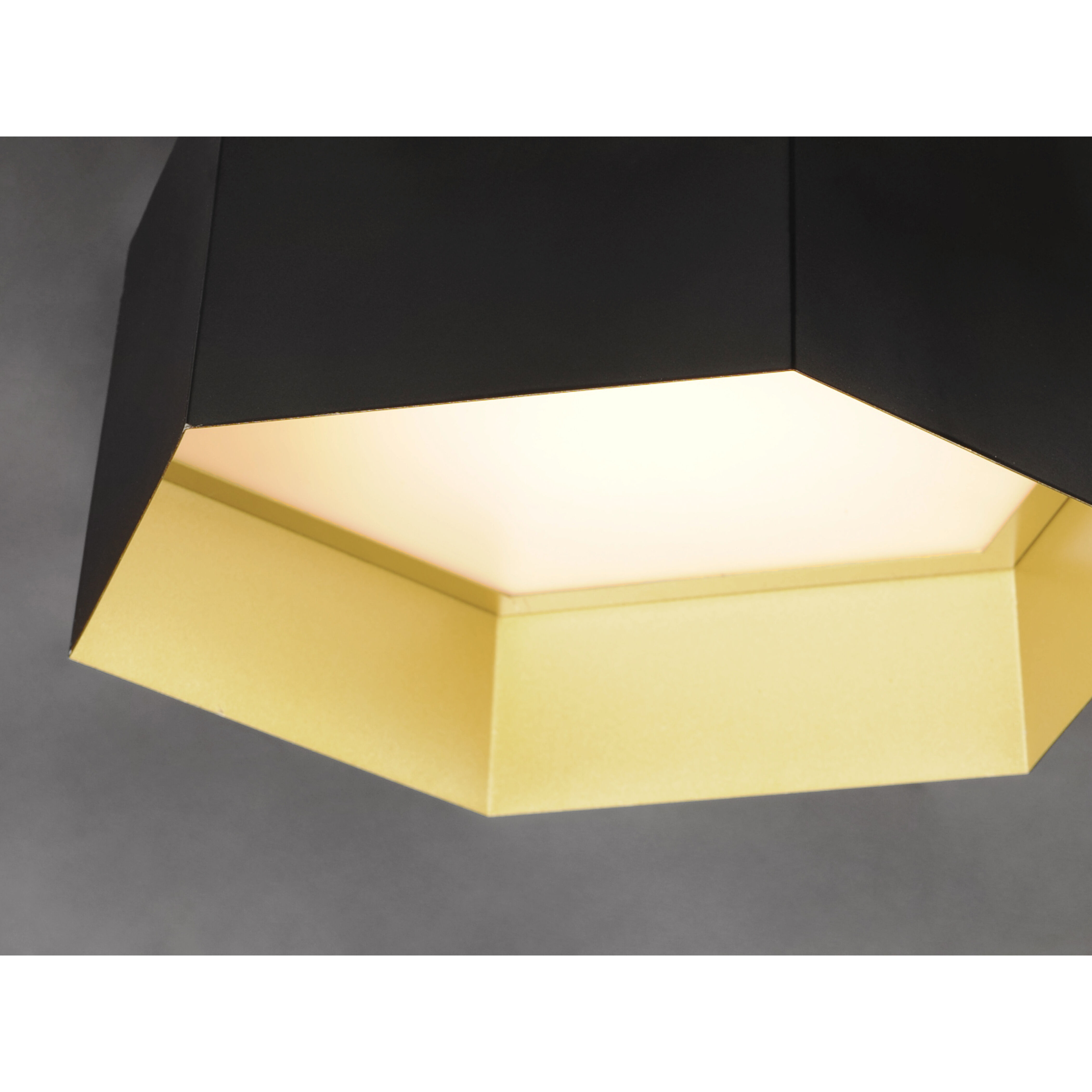Honeycomb LED 16 inch Black/Gold Flush Mount Ceiling Light