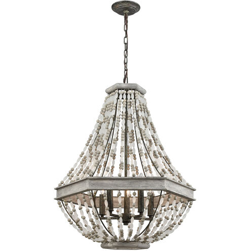 Bright 5 Light 24 inch Washed Gray with Malted Rust Chandelier Ceiling Light