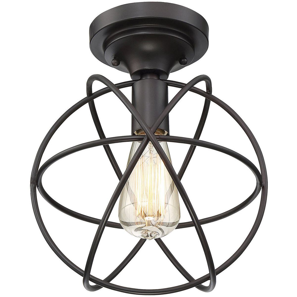 Rustic 1 Light 10 inch Oil Rubbed Bronze Flush Mount Ceiling Light