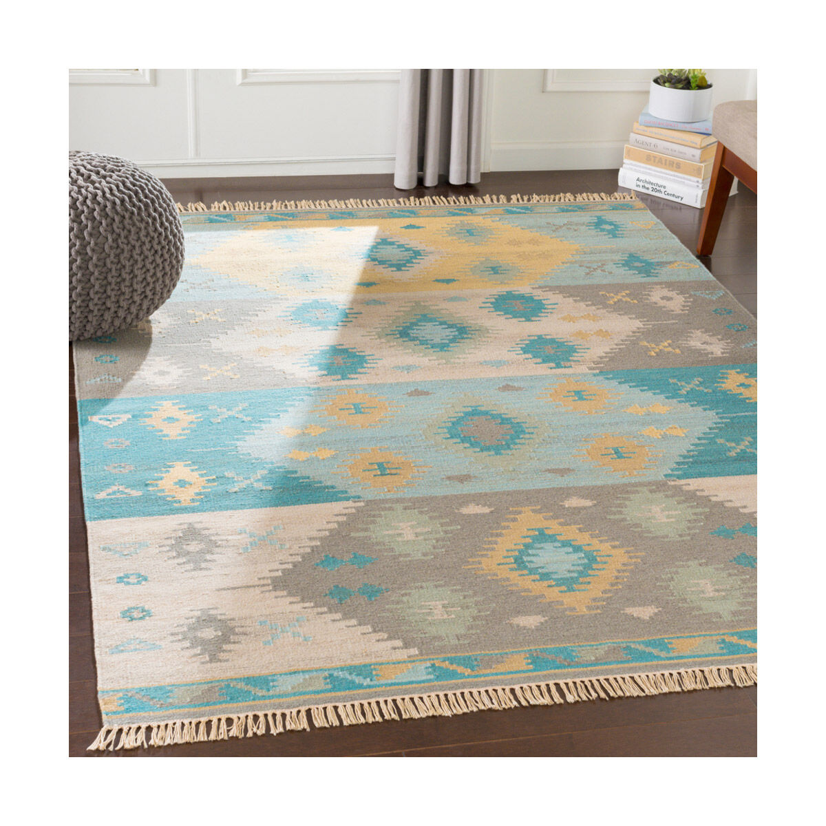 Adia 36 X 24 inch Aqua/Wheat/Sage/Taupe/Camel/Medium Gray/Beige Rugs, Rectangle