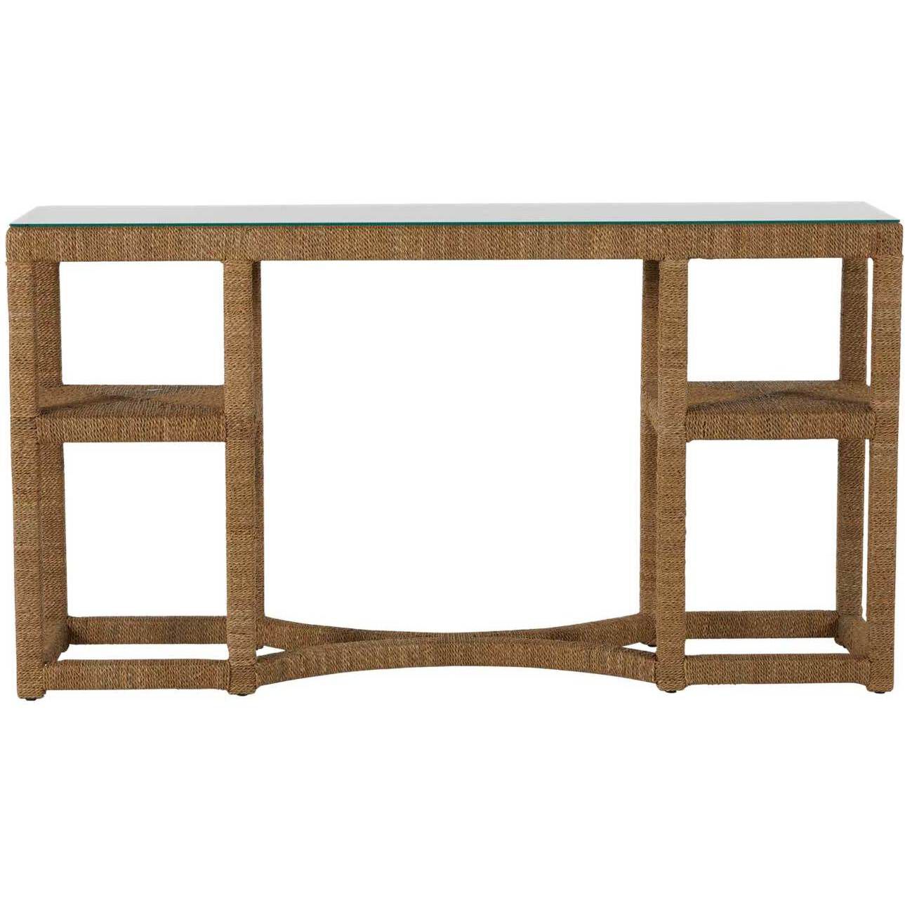 Dandridge 64 X 17 inch Natural Seagrass / Tempered Glass Console Table