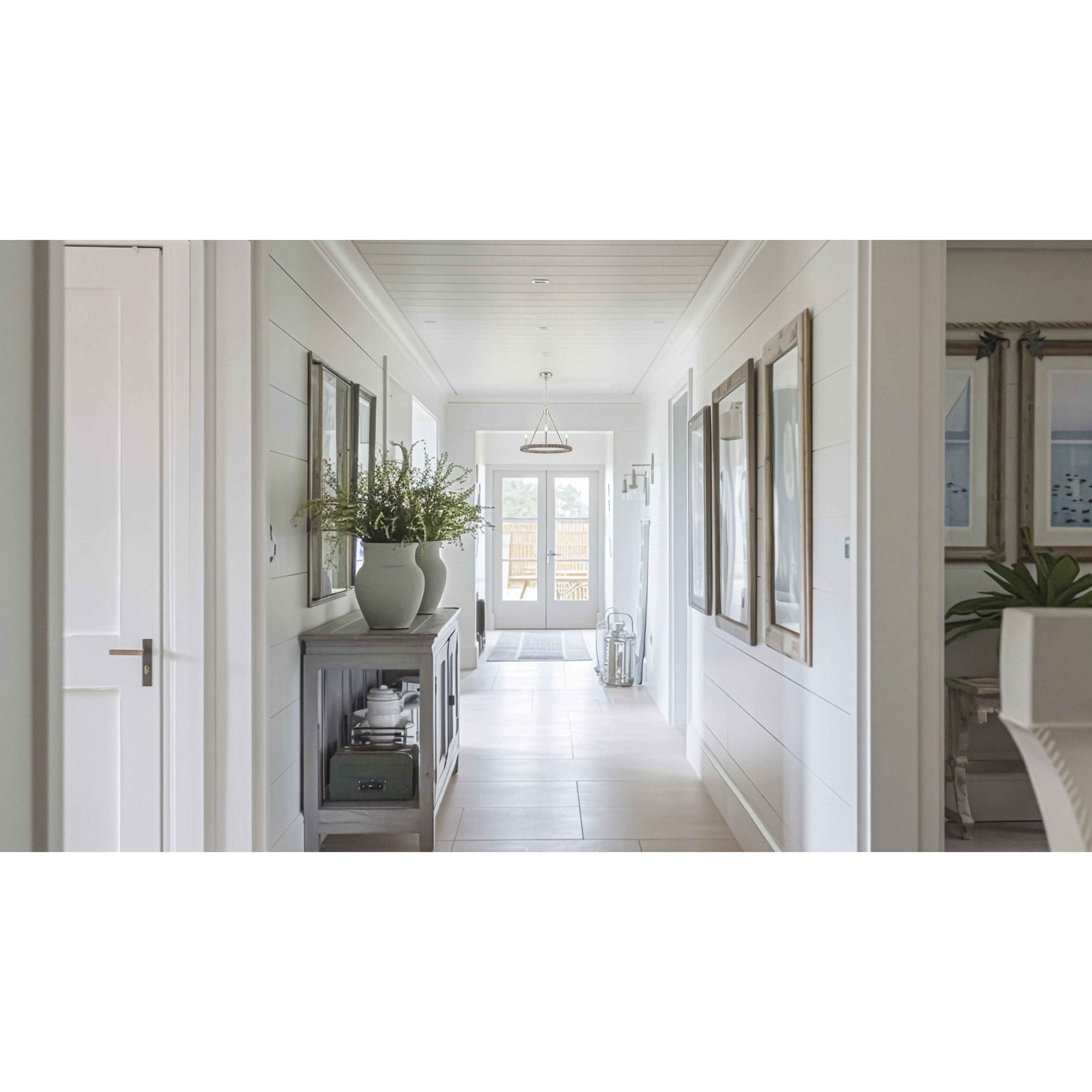 Abaca 3 Light 20 inch Polished Nickel Chandelier Ceiling Light