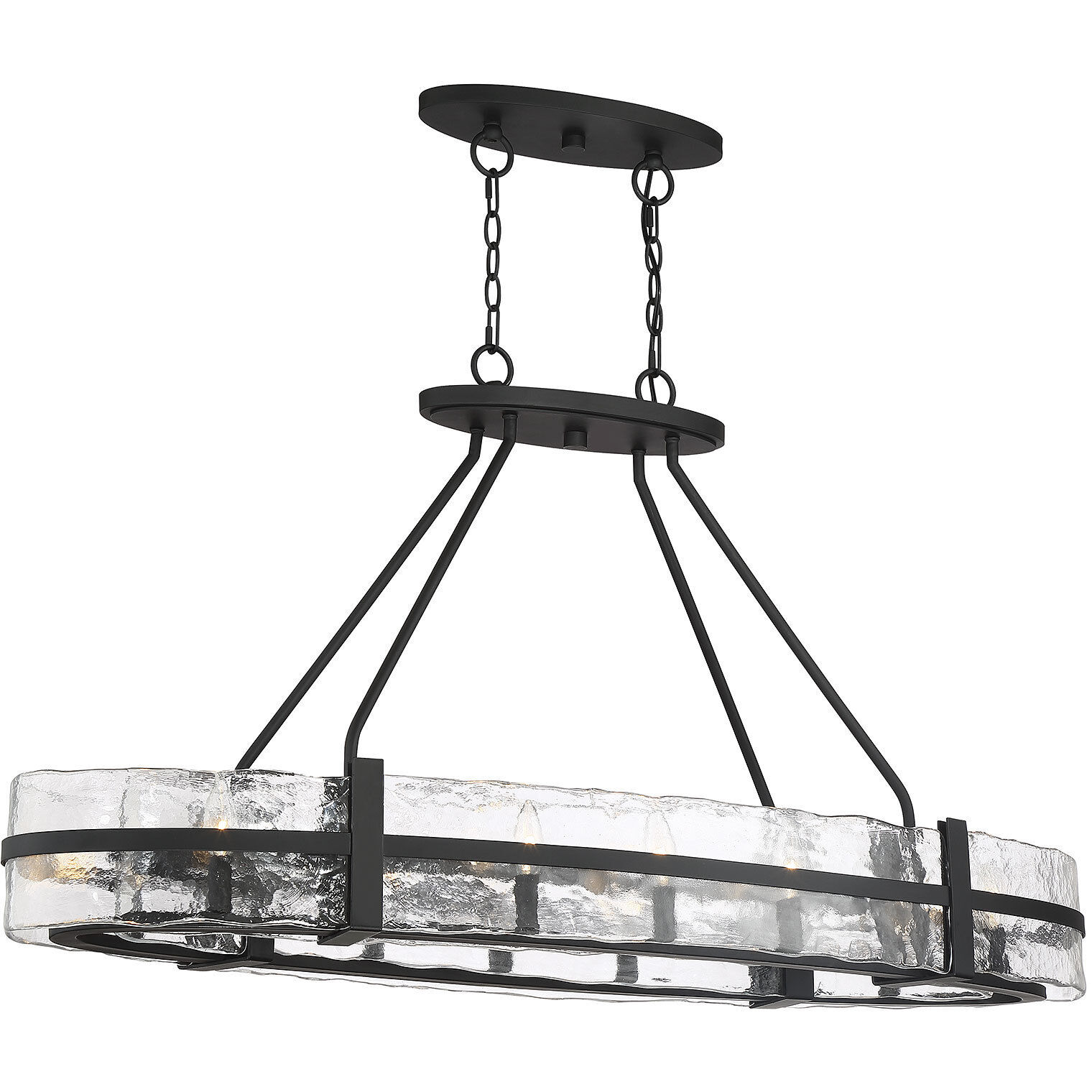 Hudson 10 Light 48 inch Matte Black Linear Chandelier Ceiling Light, Oval