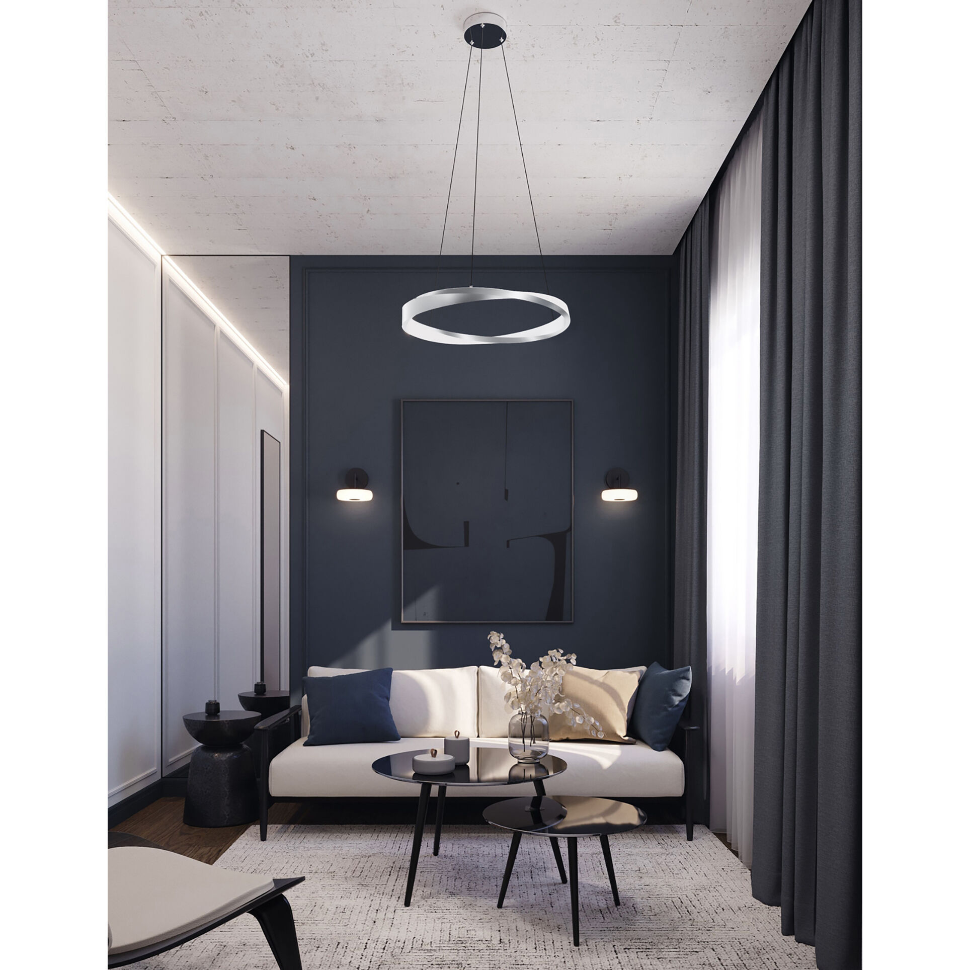 Oberon LED 1.4 inch Satin Nickel Pendant Ceiling Light