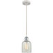 Ballston Caledonia LED 5 inch White and Polished Chrome Mini Pendant Ceiling Light in Mouchette Glass, Ballston