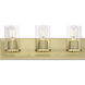 Lateral 3 Light 20 inch Satin Brass Bath Vanity Wall Light in Clear
