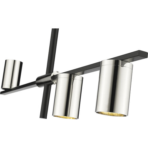 Calumet 3 Light 32 inch Matte Black and Polished Nickel Linear Chandelier Ceiling Light
