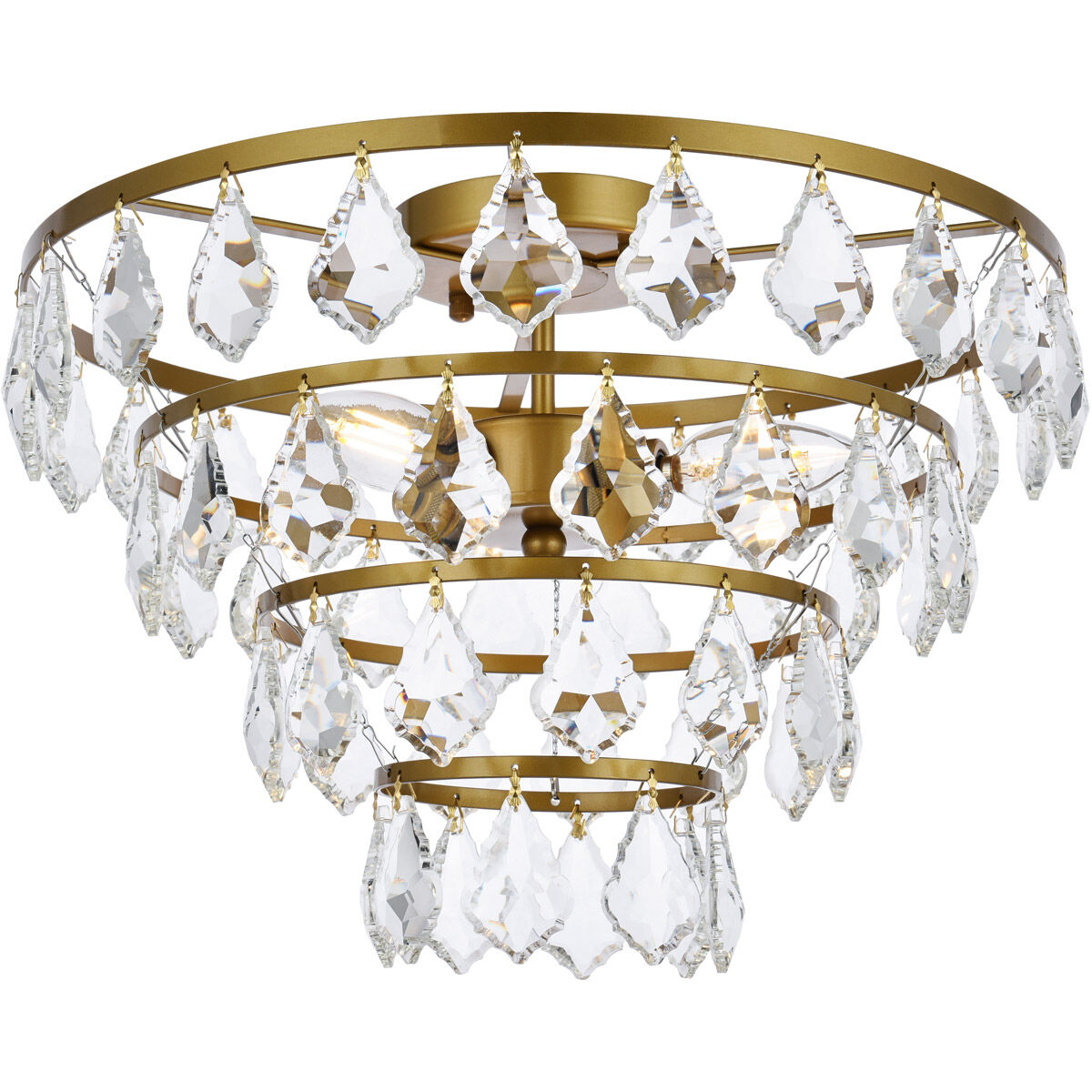 Ella 3 Light 16 inch Brass Flush Mount Ceiling Light