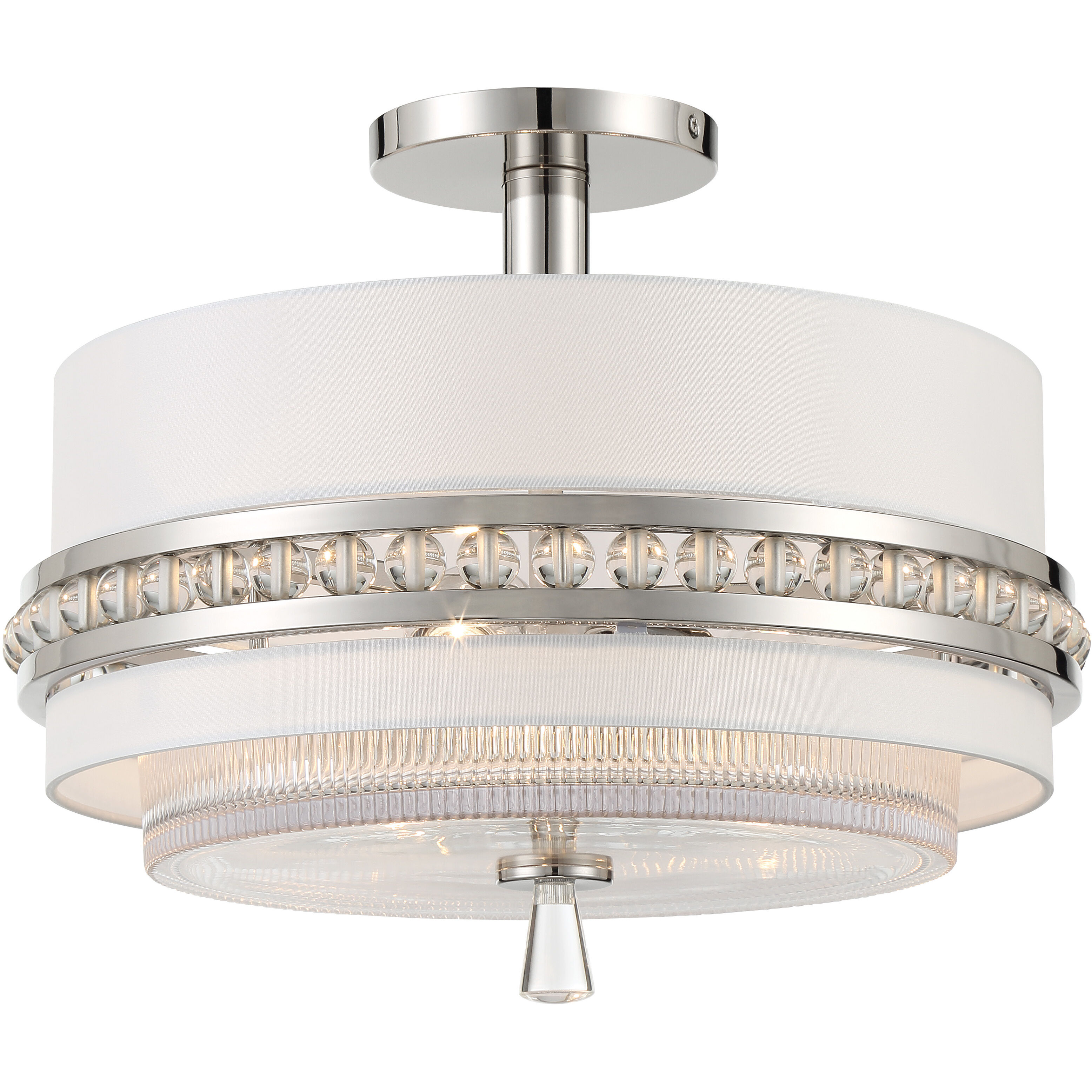 Sutton 3 Light 18.38 inch Polished Nickel Semi Flush And Pendant Ceiling Light