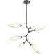 Rock Crystal LED 38.8 inch Matte Black Chandelier Ceiling Light in Chilled Amber, 2700K LED, Modern Vine