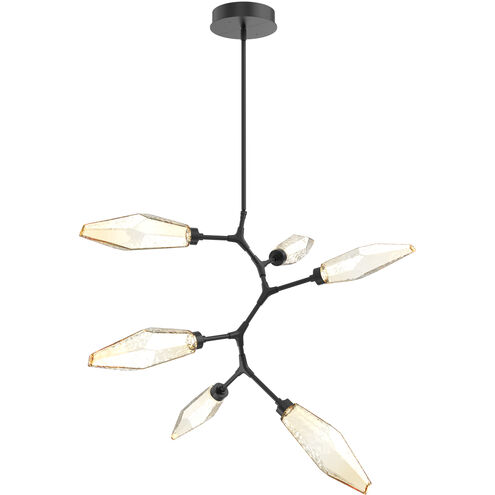 Rock Crystal LED 38.8 inch Matte Black Chandelier Ceiling Light in Chilled Amber, 2700K LED, Modern Vine