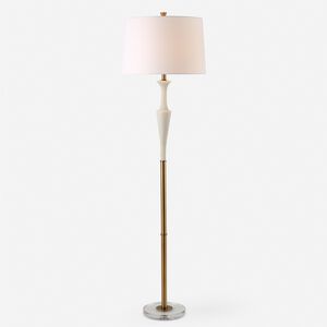 Colette 69 inch 150.00 watt Ivory Stone with Brass and Crystal Floor Lamp Portable Light