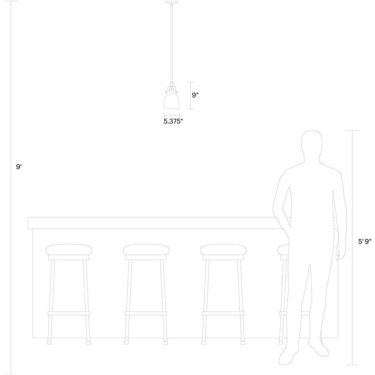 Belton 1 Light 5.38 inch Midnight Black Pendant Ceiling Light