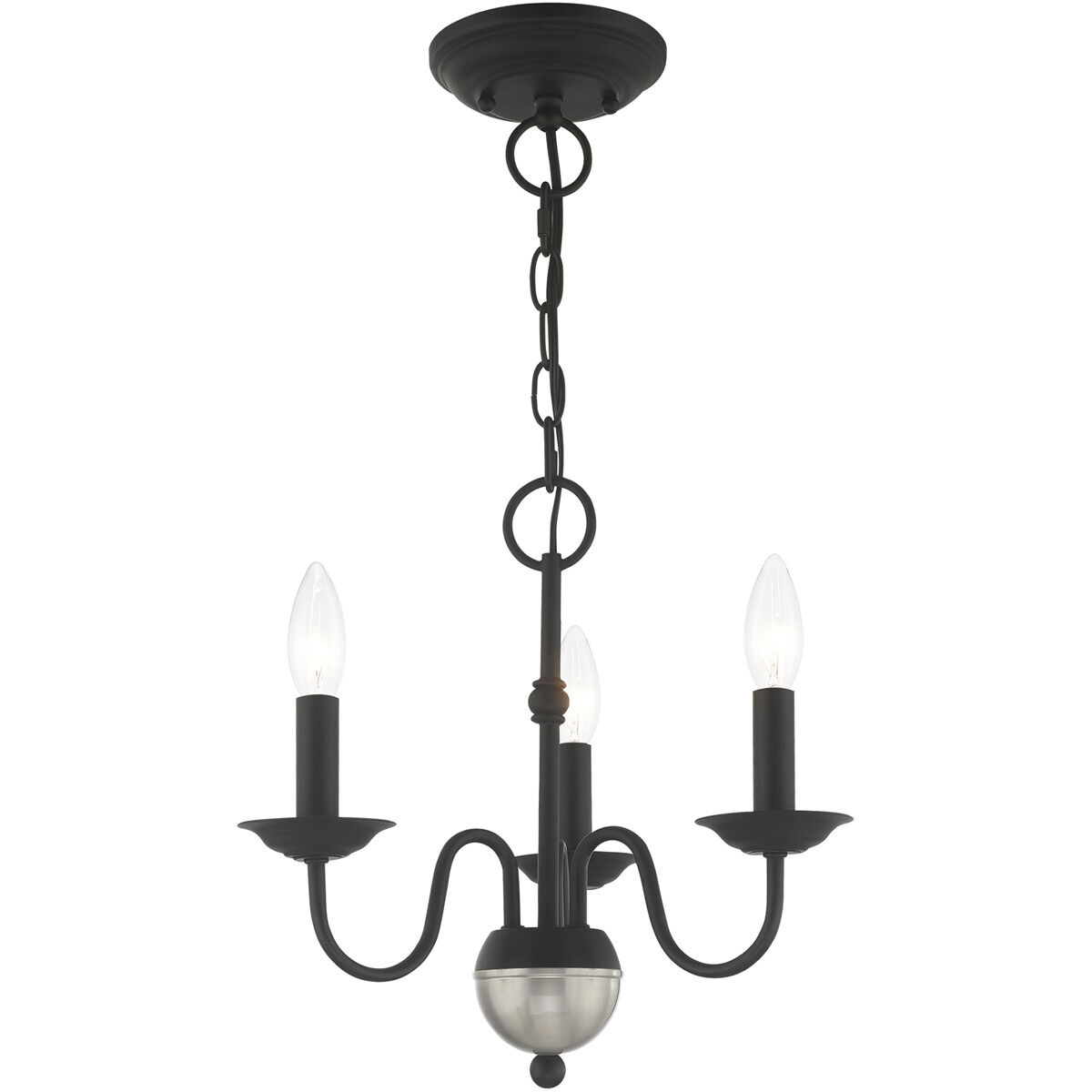 Windsor 3 Light 14 inch Black Mini Chandelier Ceiling Light