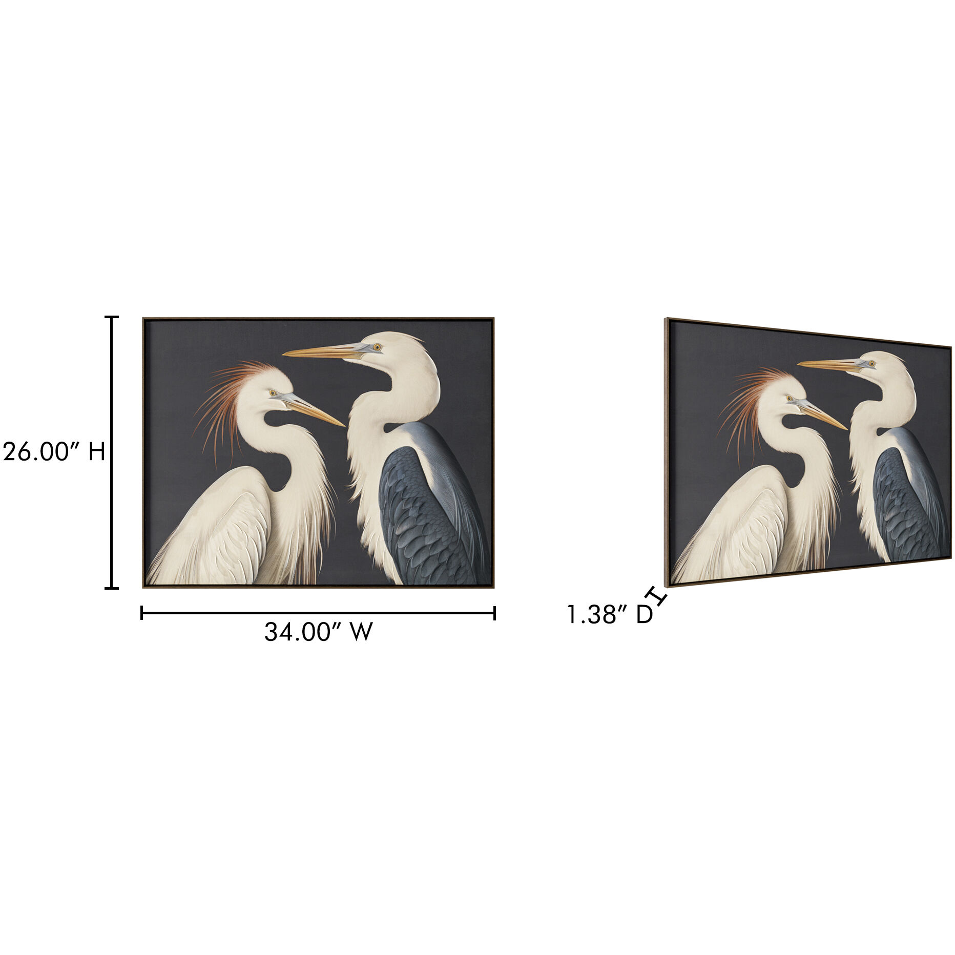 Two Cranes 34 X 26 inch Painting