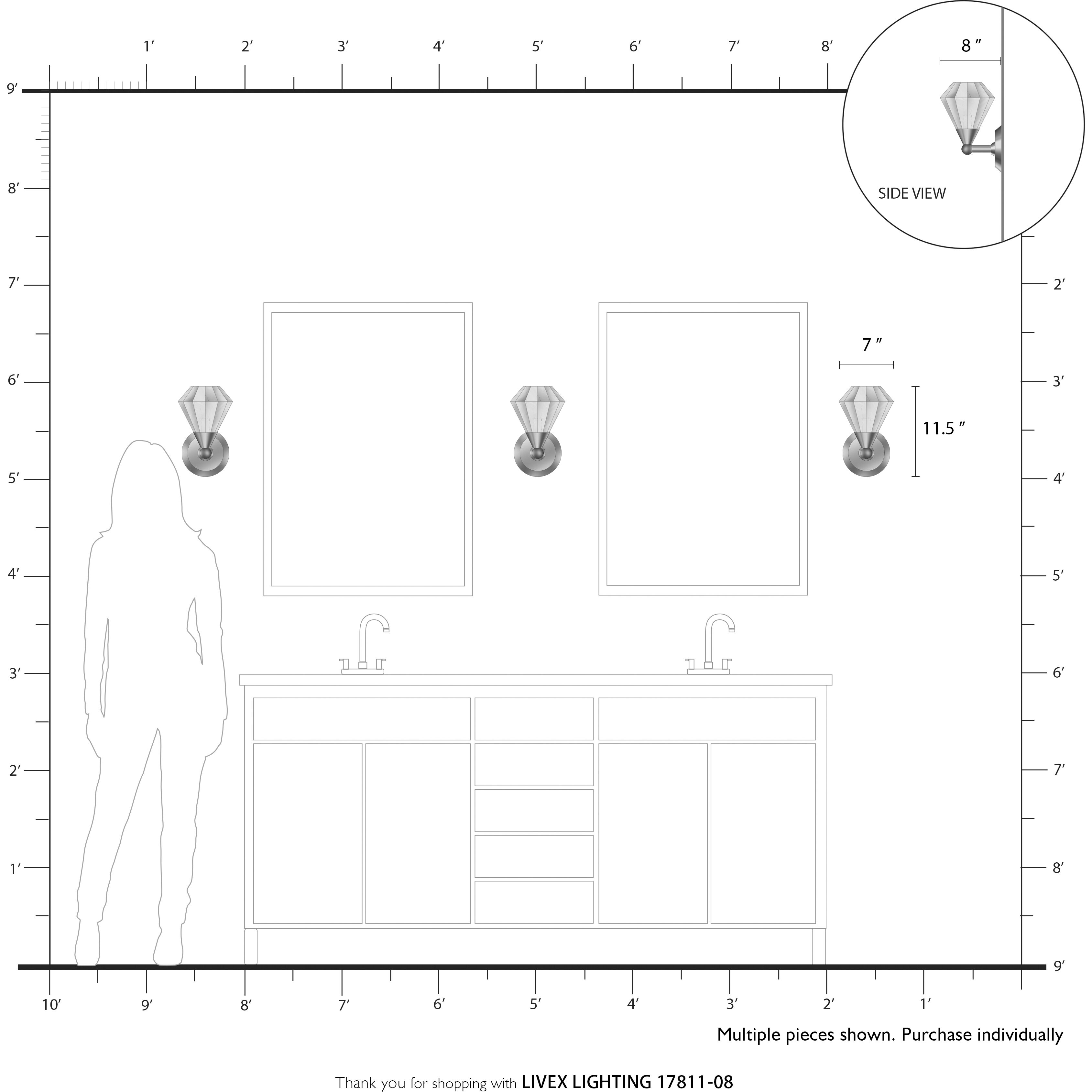 Brussels 1 Light 7 inch Natural Brass Crystal Single Sconce Wall Light