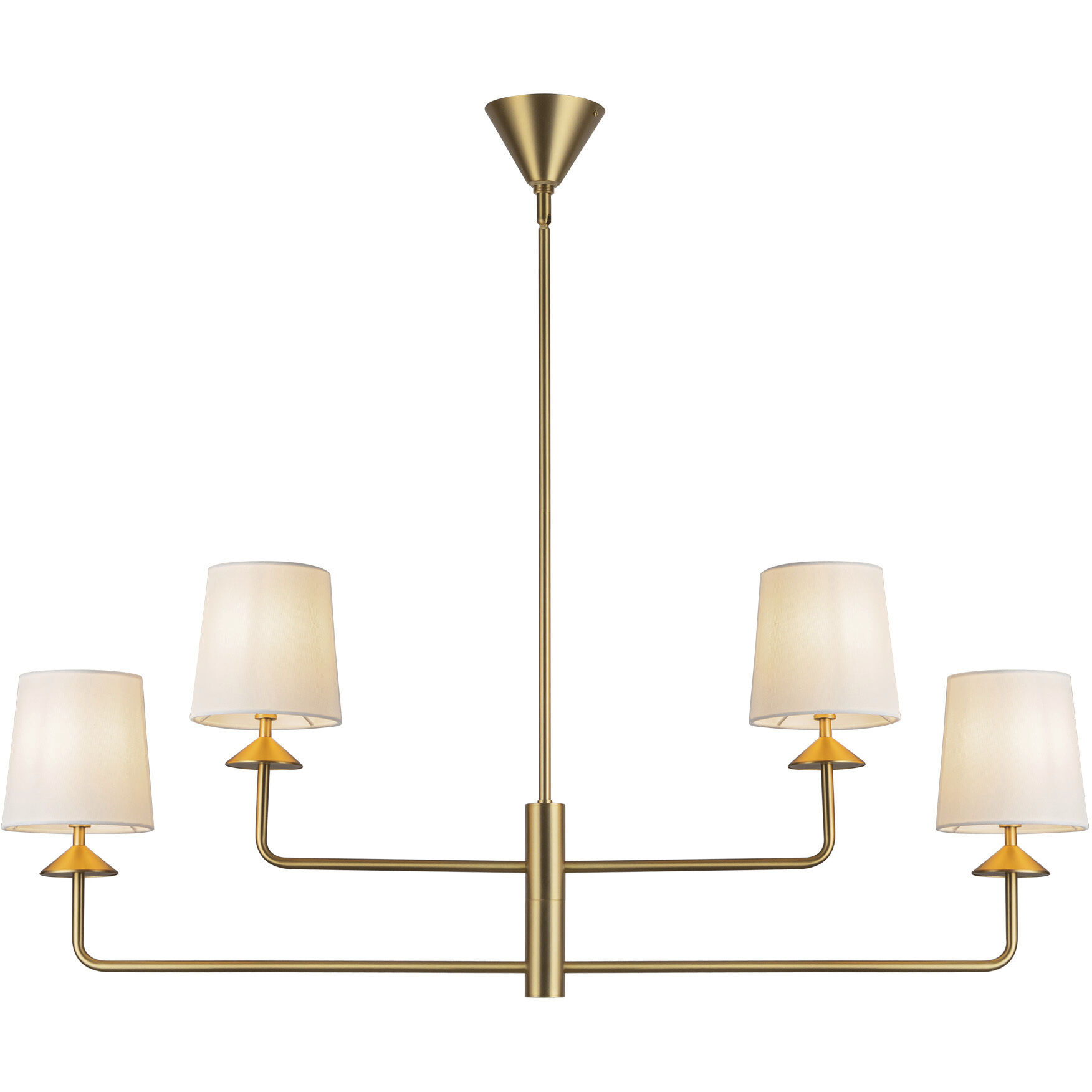 Alora Mood Bridgette 4 Light 29.5 inch Brushed Gold/White Linen Chandelier Ceiling Light in Brushed Gold and White Linen, Linen Shade