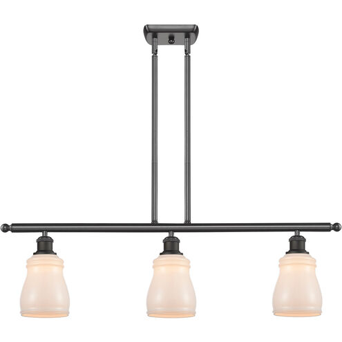 Ballston Ellery 3 Light 36 inch Oil Rubbed Bronze Island Light Ceiling Light in White Glass, Ballston