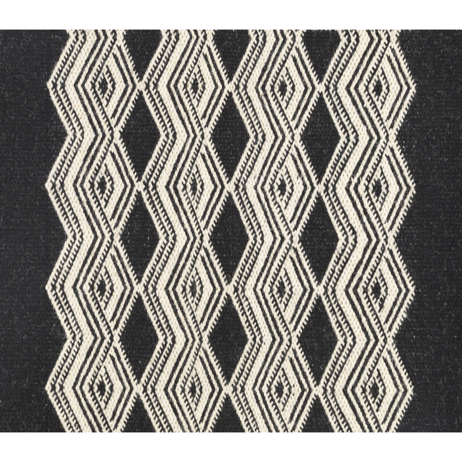 Agostina 120 X 96 inch Black/Cream Handmade Rug, Wool and Cotton