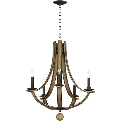 Basque 5 Light 26 inch Driftwood and Anthracite Chandelier Ceiling Light