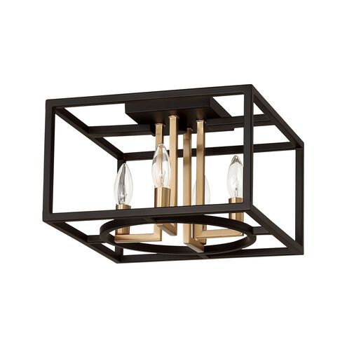 Mundazo 4 Light 12.99 inch Black and Brushed Gold Flush Mount Ceiling Light