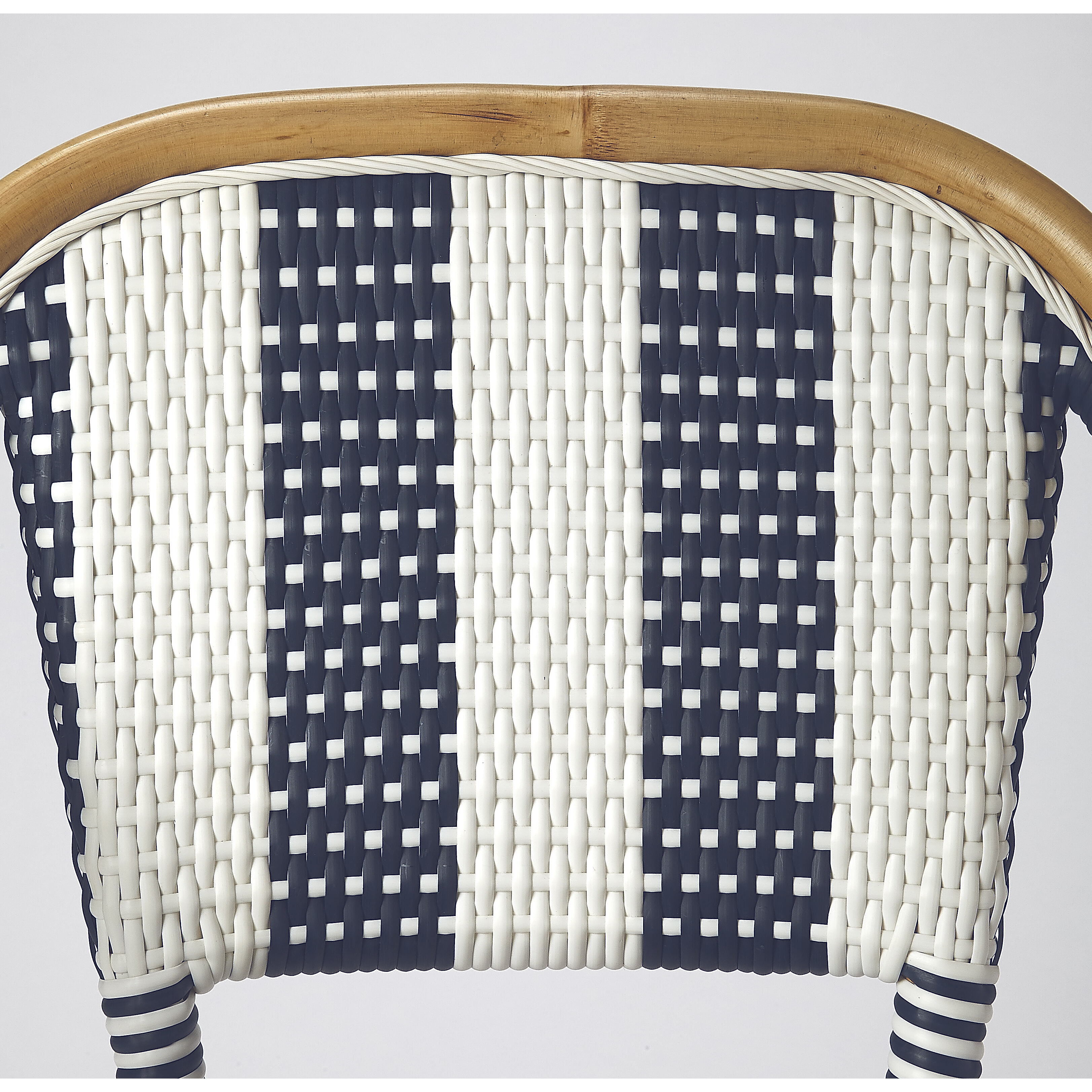 Designer'S Edge Lila Blue & White Stripe Rattan 41 inch Blue Barstool