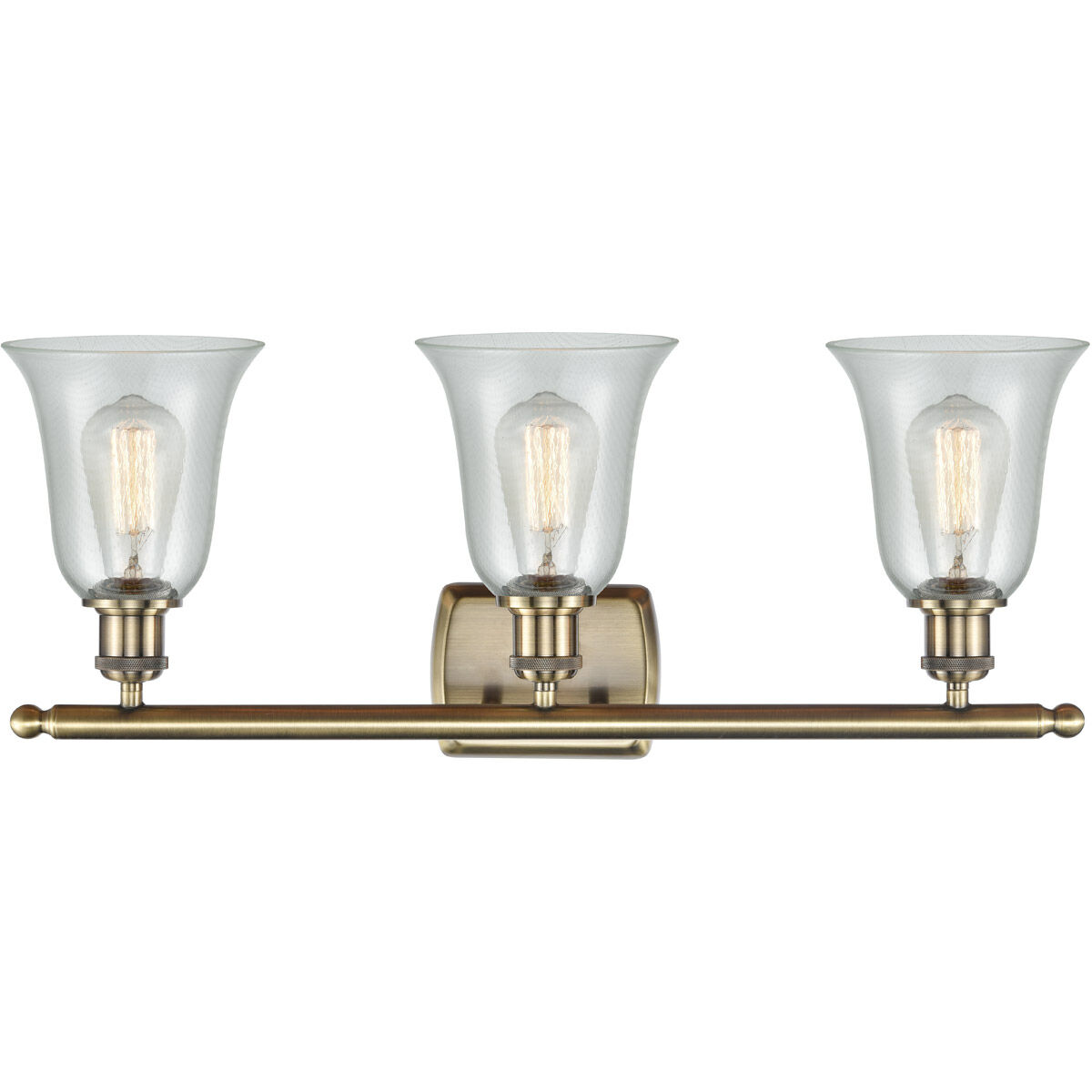 Ballston Hanover 3 Light 26 inch Antique Brass Bath Vanity Light Wall Light in Fishnet Glass, Ballston
