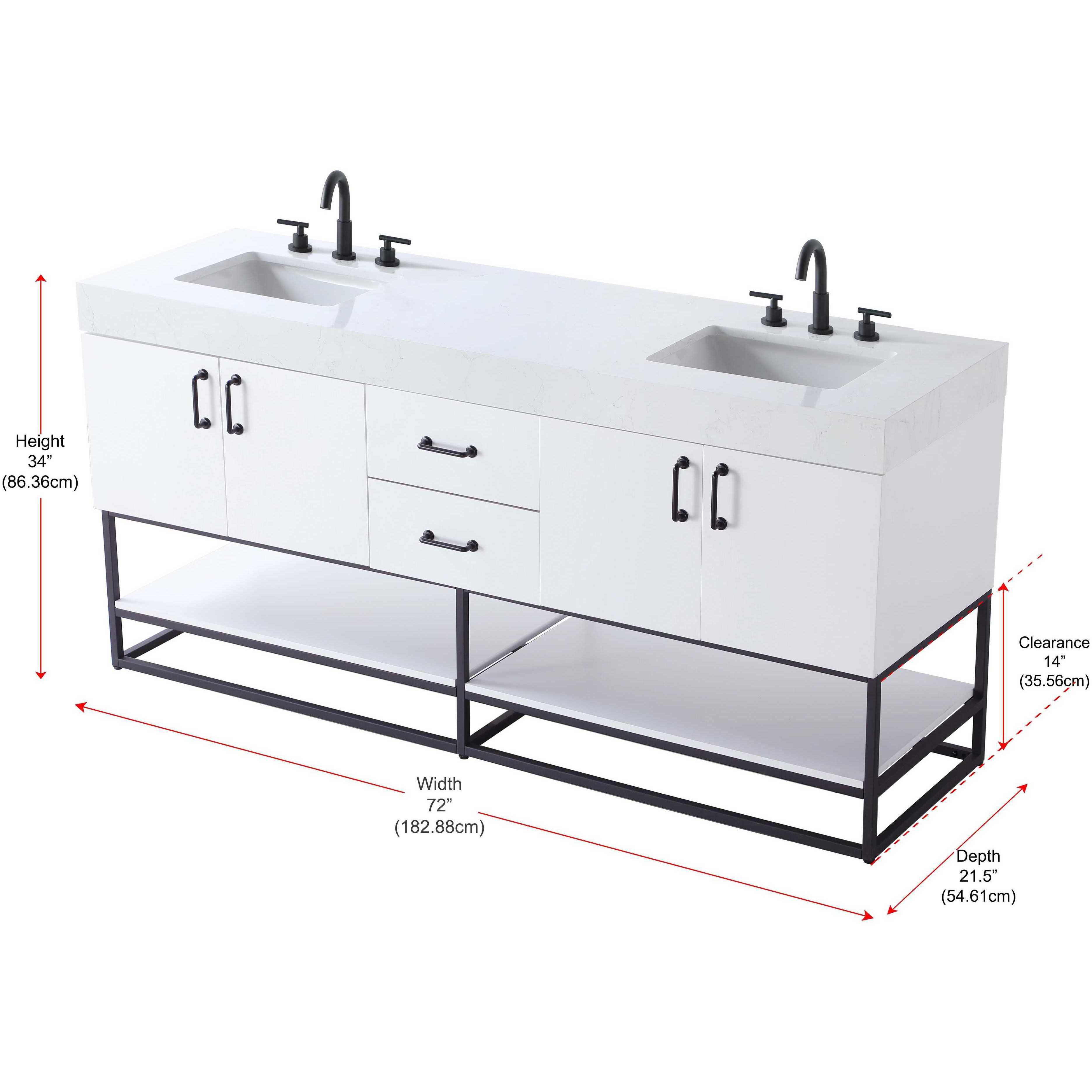 Caroline 72 X 34 inch White Bathroom Vanity Cabinet