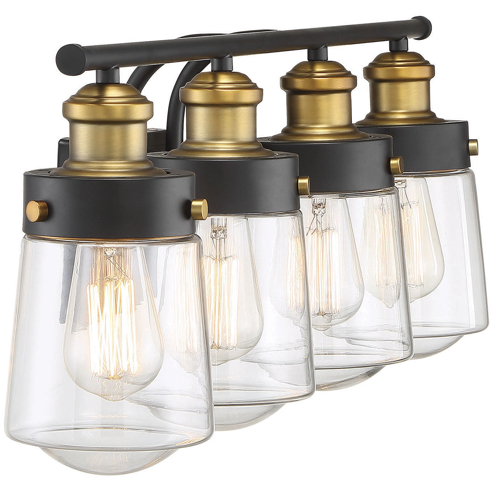 Macauley 4 Light 32 inch Vintage Black with Warm Brass Bathroom Vanity Light Wall Light