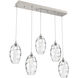 Ellisse 5 Light Beige Silver Linear Pendant Ceiling Light in Metallic Beige Silver, Ellisse Clear, Multi-Port