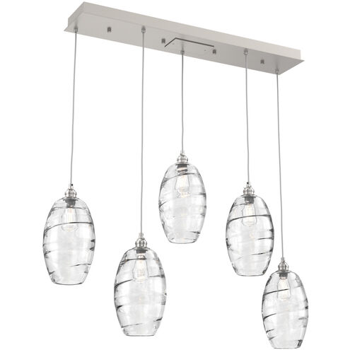 Ellisse 5 Light Beige Silver Linear Pendant Ceiling Light in Metallic Beige Silver, Ellisse Clear, Multi-Port