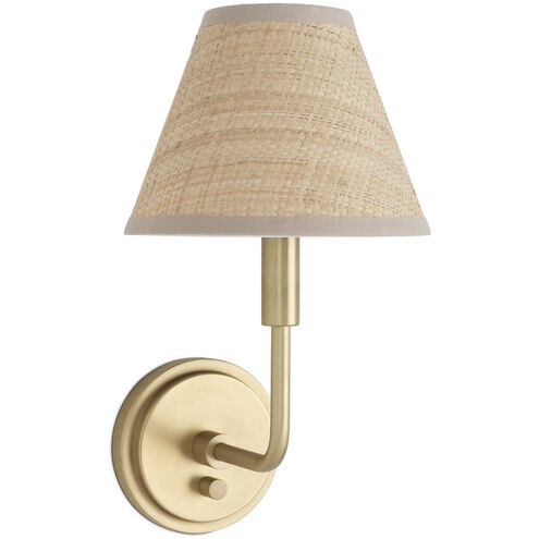 Polly 1 Light 8 inch Natural Brass Sconce Wall Light in Rattan Shade