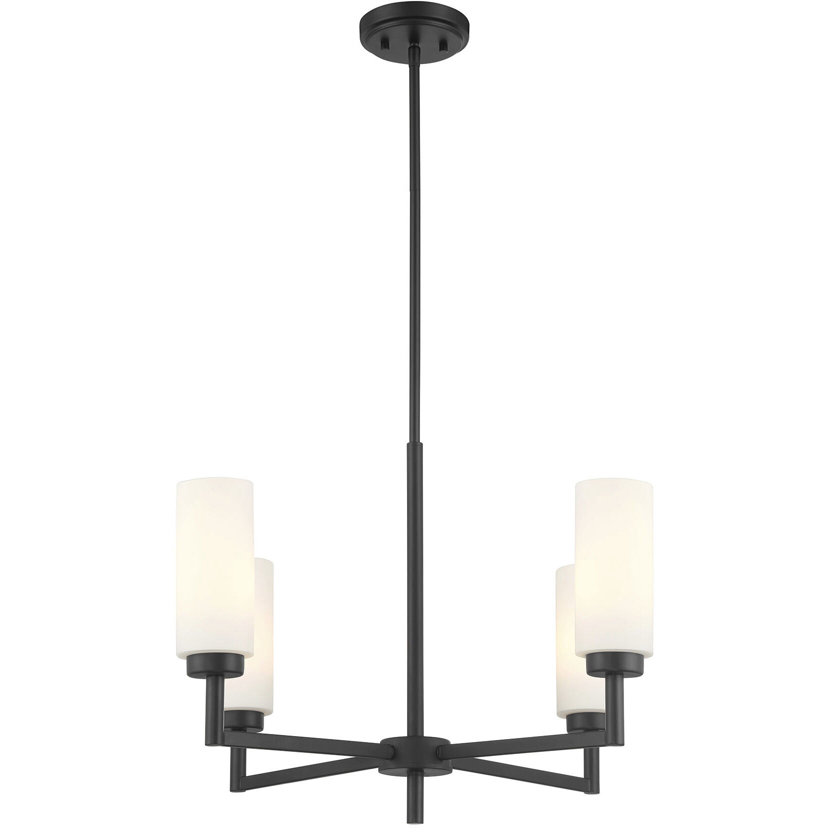 Contemporary 4 Light 26 inch Matte Black Chandelier Ceiling Light