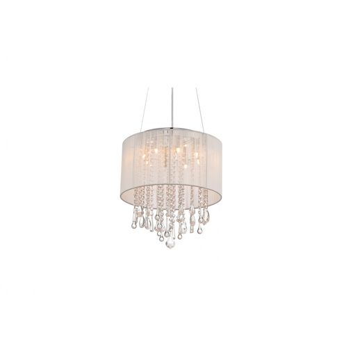 Beverly Dr. LED 16 inch White Silk String Dual Mount / Flush / Hanging Ceiling Light, Convertible to Hanging