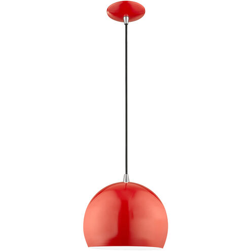 Allison 1 Light 10 inch Shiny Red Mini Pendant Ceiling Light